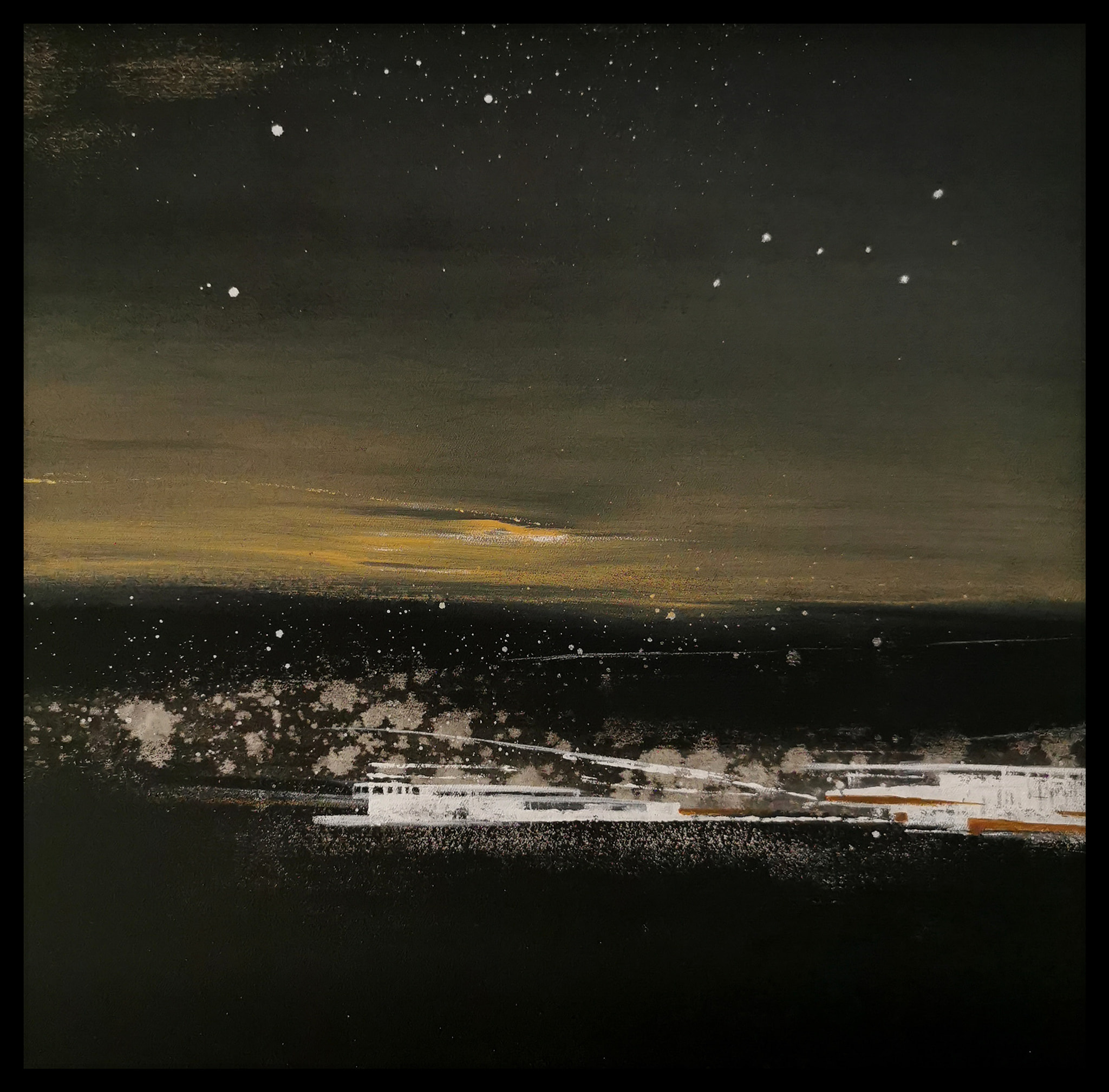 "Wielki W&oacute;z". Akryl na pł&oacute;tnie, 40x40cm. Cena 500zł. Jest możliwość oprawy obrazu.